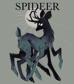 8_legs antlers cloven_hooves feral fur hooves horn male multi_eye portmanteau simple_background solo tail feefal arachnid arthropod deer hybrid mammal spider hi_res shaded