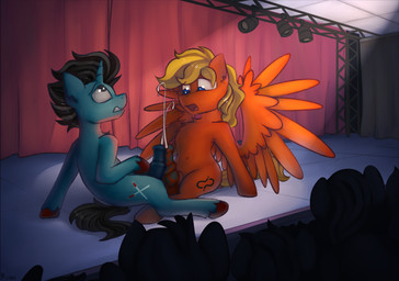 animal_genitalia animal_penis balls black_hair black_penis blonde_hair blue_eyes bodily_fluids clenched_teeth crowd cum cumshot cutie_mark duo_focus ejaculation equine_genitalia equine_penis erection exhibitionism eyebrows feathered_wings feathers feral feral_on_feral fluffy fluffy_tail frottage fur genital_fluids genitals grey_body grey_eyes grey_fur grey_horn grey_penis group hair hooves horn long_hair looking_up male male/male medial_ring mottled mottled_genitalia mottled_penis multicolored_penis navel open_mouth orange_body orange_feathers orange_fur orgasm penile penis penises_touching pink_tongue public public_nudity red_balls red_penis sex sex_show sitting stage tail teeth tongue two_tone_penis wings marsminer hasbro my_little_pony mythology fan_character gabriel_titanfeather slashing_prices equid equine horse mammal mythological_creature mythological_equine pegasus pony unicorn 2017 hi_res signature