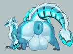 anus balls big_anus big_balls big_butt black_claws blue_body blue_fur butt chest_tuft claws feral fur genitals huge_anus huge_balls huge_butt hyper hyper_anus hyper_balls hyper_butt hyper_genitalia male perineum presenting presenting_anus puffy_anus solo tuft white_body white_fur shayda mythology teck dragon furred_dragon furred_scalie mythological_creature mythological_scalie scalie hi_res