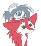 anthro duo fur grey_body grey_fur paws red_body red_fur smile white_body white_fur aseethe cassius_(oldmancassius) vivi_(aseethe) canid canine canis domestic_dog mammal sergal 2021 digital_media_(artwork)