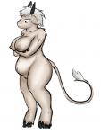 anthro biped breast_rest breasts crossed_arms female genitals hooves nude pussy simple_background slightly_chubby solo standing white_background slinkoboy dilia diuban