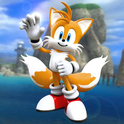 2_tails anthro blue_eyes fur gesture looking_at_viewer male multi_tail orange_body orange_fur smile solo tail waving hunicrio sega sonic_the_hedgehog_(series) miles_prower canid canine fox mammal 1:1 3d_(artwork) digital_media_(artwork) hi_res