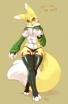 2013 abs anthro areola black_sclera blush body_markings breast_fondling breast_grab breasts canine chest_tuft clothed clothing dialog digimon english_text eyewear female fondling fox fur glasses green_eyes holding_breast mammal markings nipples open_mouth panties plain_background pussy quadra renamon shirt skimpy solo stockings text thigh_highs toeless_socks tuft underwear white_fur yellow_fur
Rating: Explicit
Score: 45
User: iwasbored
Date: December 09, 2013