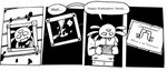 absurd_res afuckingcamel-zenge-art_(artist) alien anthro black_and_white chucklefish clothed clothing comic dialogue english_text hi_res hylotl kenta_(afuckingcamel) male monochrome starbound text traditional_media_(artwork)