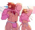 anthro biceps bulge clothing fur hoodie jockstrap male muscular muscular_anthro muscular_male pubes simple_background solo topwear twitter_hoodie underwear revelion meme_clothing revelion_(character) felid lion mammal pantherine 2018 absurd_res hi_res meme