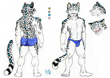 5_fingers 5_toes anthro biped blue_briefs blue_clothing blue_underwear briefs bulge butt clothed clothing color_swatch feet fingers humanoid_feet humanoid_hands male plantigrade simple_background snow solo toes topless underwear leomagna victory_(texdot) felid leopard mammal pantherine 2015 model_sheet signature traditional_media_(artwork)