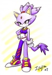 anthro biped brown_eyes clothing female footwear gloves hair handwear midriff navel ponytail purple_body purple_hair shoes solo tail j-fujita sega sonic_the_hedgehog_(series) blaze_the_cat domestic_cat felid feline felis mammal 2007