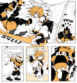 3_toes anthro armwear back_wings biped bottomwear bracelet bulge butt_wings choker clothed clothed_male clothing collar colored_nails colored_toenails crop_top detailed_bulge dialogue dominant dominant_male duo feet foot_fetish foot_play freckled_face freckles fully_clothed fully_clothed_male halo hooves horn humanoid_feet jewelry leg_sweep leggings legwear male male/male male_anthro nails necklace plantigrade shirt shorts spandex spandex_shorts speech_bubble spiked_bracelet spiked_collar spikes stepping_on_balls stepping_on_genitals stirrup_footwear surprised surprised_face text thong tight_bottomwear tight_clothing tight_shorts toenails toes topwear underwear unusual_wing_placement wings nsfuwu4 angel angel_humanoid demon humanoid 2024 absurd_res comic english_text hi_res