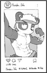 abs accessory anthro biceps clothed clothing flexing headband male muscular muscular_male selfie solo topless ahseo instagram bear giant_panda mammal greyscale hi_res monochrome