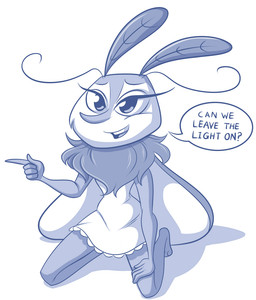 antennae_(anatomy) anthro clothed clothing female nightgown open_mouth simple_background solo speech_bubble text white_background wings lonbluewolf danger_mouse_(series) danger_moth arthropod insect lepidopteran moth blue_and_white digital_media_(artwork) english_text monochrome