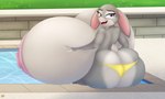 anthro big_breasts big_butt big_nipples breasts butt female holding_breast huge_breasts huge_butt huge_nipples hyper hyper_breasts hyper_nipples looking_at_viewer looking_back nipples solo tail 09hankris disney zootopia judy_hopps lagomorph leporid mammal rabbit 2019 absurd_res hi_res