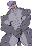 abs anthro barazoku biceps blush clothing fur grey_body grey_fur hair male markings muscular muscular_thighs nipples open_mouth pecs purple_clothing purple_hair purple_markings purple_underwear short_hair shy simple_background solo spots spotted_body spotted_fur tail tuft underwear white_background purpledragonrei ja'aran_(sona) felid mammal pantherine snow_leopard absurd_res digital_media_(artwork) hi_res