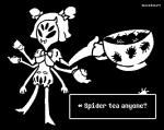 accessory black_background bow_(feature) bow_accessory bow_ribbon container cup female group hair_accessory hair_bow hair_ribbon ribbons simple_background solo_focus twin_bows twin_hair_bows neonlink undertale undertale_(series) binary muffet animal_humanoid arachnid arachnid_humanoid arthropod arthropod_humanoid humanoid spider spider_humanoid 2015 aliasing black_and_white digital_media_(artwork) low_res monochrome