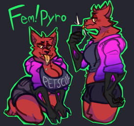 all_fours anthro bedroom_eyes big_breasts big_butt black_nose blush bodily_fluids breasts butt cheek_tuft cleavage clothed clothing crossgender curvy_figure drooling facial_tuft female fur half-closed_eyes jacket looking_at_viewer midriff narrowed_eyes orange_eyes orange_tongue purple_clothing red_body red_fur saliva seductive selfie simple_background solo text tongue tongue_out topwear tuft voluptuous youtuber thebonezonedeluxe pyrocynical canid canine fox mammal english_text hi_res multiple_images