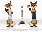 american_flag anthro black_pawpads bottomwear brown_body brown_fur clothed clothing color_swatch creature_print dipstick_tail flag flag_(object) flag_(shape) flag_clothing flag_design flag_print flag_shirt flag_t-shirt flag_topwear fully_clothed fur gesture gloves_(marking) hat headgear headwear holding_flag holding_object leg_markings looking_at_viewer male markings multicolored_tail pawpads print_clothing print_hat print_headgear print_headwear print_shirt print_t-shirt print_topwear shirt shorts simple_background smile socks_(marking) solo standing t-shirt tail tail_markings text topwear united_states_of_america waving waving_flag white_background yellow_body qalcove canid canine fox mammal absurd_res cel_shading english_text full-length_portrait hi_res model_sheet portrait shaded