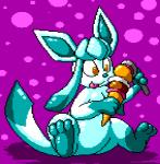 ambiguous_gender blue_body blue_fur cutlery dessert feral food fur ice_cream kitchen_utensils solo spoon tongue tongue_out tools flygon_(artist) hybridprojectalpha nintendo pokemon eeveelution generation_4_pokemon glaceon pokemon_(species) digital_media_(artwork) pixel_(artwork)