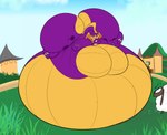 ambiguous_gender belly belly_expansion big_belly big_butt big_moobs black_body blue_eyes body_inflation building butt butt_expansion claws duo expansion feral fur grass horn huge_belly huge_butt huge_moobs hyper hyper_belly hyper_butt hyper_inflation hyper_moobs immobile inflation male moob_expansion moobs multicolored_body outside plant purple_body purple_eyes purple_tail smile tail teeth two_tone_body two_tone_tail white_body white_fur white_wool wings wool_(fur) yellow_body yellow_horn yellow_tail yellow_wings terito activision mythology spyro_the_dragon bovid caprine dragon mammal mythological_creature mythological_scalie scalie sheep 2025 colored digital_media_(artwork) flat_colors hi_res
