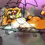 anthro barefoot big_breasts bikini blonde_hair breasts butt clothing feet female fur glistening glistening_butt glistening_eyes hair long_hair one-piece_swimsuit one_eye_closed paws sling_bikini solo swimwear two-piece_swimsuit wink stupidretard activision crash_bandicoot_(series) crash_team_racing_(series) crash_team_racing_nitro-fueled isabella_bandicoot bandicoot mammal marsupial 1:1 hi_res