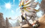 ambiguous_gender cloud day feral open_mouth rock solo sun kemokemono nintendo pokemon generation_7_pokemon legendary_pokemon pokemon_(species) solgaleo 2019