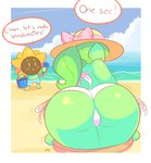 ambiguous_gender beach big_butt blush blush_lines bodily_fluids butt butt_focus camel_toe clothing day duo exclamation_point female flying_sweatdrops green_body motion_lines plant sea sky skyscape sweat sweatdrop swimwear text two-piece_swimsuit undressing water young young_humanoid theycallhimcake plant_mom_(theycallhimcake) elemental_creature elemental_humanoid flora_fauna humanoid plant_humanoid 2015 digital_drawing_(artwork) digital_media_(artwork) english_description english_text hi_res signature mother_(lore) mother_and_child_(lore) parent_(lore) parent_and_child_(lore)