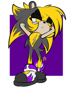 anthro black_body black_fur clothing footwear footwear_only fur half-closed_eyes hands_behind_back male mostly_nude multicolored_body multicolored_fur narrowed_eyes shoes shoes_only yellow_body yellow_eyes yellow_fur sirjzau sega sonic_the_hedgehog_(series) fan_character zau_the_tenrec afrosoricid mammal tenrec absurd_res hi_res