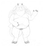 beard belly bulge clothing facial_hair hooves horizontal_pupils horn long_beard long_mustache male mature_male mustache nipples overweight pupils solo underwear unguligrade wings smokey_(artist) demon humanoid imp hi_res