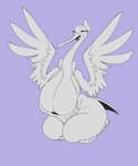 anthro big_breasts bodily_fluids breasts curvy_figure eyes_closed female huge_breasts mature_female nervous nervous_smile nervous_sweat open_mouth simple_background sitting solo sweat voluptuous wings ber00 nintendo pokemon avian bombirdier generation_9_pokemon pokemon_(species) absurd_res hi_res monochrome