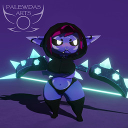 belly big_breasts big_butt big_ears bouncing_belly bouncing_breasts bouncing_butt bow_(weapon) breasts butt clothed clothing dagger ear_piercing facial_piercing female female_humanoid fingers genitals hair looking_at_viewer melee_weapon nipples nose_piercing not_furry nude piercing purple_body purple_hair purple_skin ranged_weapon sharp_teeth short_stack skimpy slightly_chubby slightly_chubby_female solo teeth translucent translucent_clothing vibi_(palewdas) weapon palewdas_arts atlyss humanoid imp_(atlyss) 1:1 3d_(artwork) 3d_animation animated blender_(artwork) digital_media_(artwork) hi_res huge_filesize no_sound tagme webm