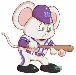 anthro armor baseball_(sport) baseball_uniform batting_helmet bottomwear clothing fur hat headgear headwear helmet pants shirt simple_background solo sport sportswear topwear uniform white_body white_fur bandai_namco family_stadium mappy mappy_(character) mammal mouse murid murine rodent 2011 official_art watermark