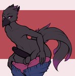 anthro balls beak bedroom_eyes bent_over big_penis black_balls black_body black_feathers black_glans black_penis bottomwear cargo_pants clothed clothing dark_body dark_feathers ears_outwards ears_up erection feathers femboy genitals glans highlights_(coloring) humanoid_genitalia humanoid_penis leaning leaning_forward looking_at_viewer male narrowed_eyes navel pants partially_clothed penis pink_eyes pivoted_ears plumage raised_hips raised_tail red_background red_eyes seductive simple_background slim smile smiling_at_viewer solo tail tail_feathers thick_thighs underwear underwear_down undressing wide_hips oro97 theodore_ashsilver avian bird corvid corvus_(genus) crow hybrid oscine passerine penkaari raven 2022 hi_res