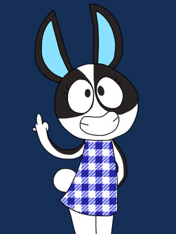 anthro evil_grin female flipping_viewer_off gesture grin grinning_at_viewer hand_gesture looking_at_viewer middle_finger rude_gesture smile smiling_at_viewer crazoticmadness animal_crossing nintendo dotty_(animal_crossing) lagomorph leporid mammal rabbit hi_res