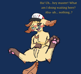 blush blush_lines clothing exclamation_point eyewear feet female feral genitals glasses hat hat_only headgear headgear_only headwear headwear_only humanoid_genitalia humanoid_genitalia_on_feral humanoid_vulva humanoid_vulva_on_feral master mostly_nude narrowed_eyes one_eye_closed open_mouth pawpads paws question_mark simple_background sitting soles solo stuttering talking_to_another text vulva botanics nintendo pokemon autie canid canine eeveelution generation_4_pokemon leafeon mammal pokemon_(species) alpha_channel english_text