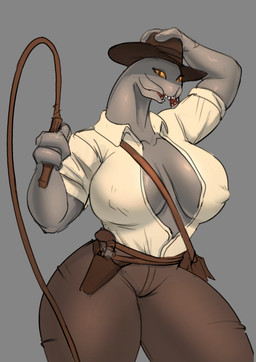 big_breasts breasts clothed clothing cosplay crossover_cosplay female gun handgun hat headgear headwear holding_object holding_whip holstered_revolver looking_at_viewer mandibles nipple_outline open_clothing open_shirt open_topwear orange_eyes pupils ranged_weapon revolver shirt slit_pupils solo standing topwear weapon whip wide_hips thechurroman halo_(series) microsoft xbox_game_studios indiana_jones alien humanoid sangheili 2023 crossover hi_res portrait three-quarter_portrait