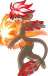 anthro burning feathered_wings feathers fire magic simple_background solo white_background wings jellymouse nali_(jellymouse) degu mammal octodontid rodent hi_res