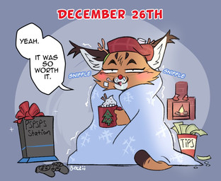 anthro blush clothing container controller cup dialogue fake_antlers fake_horns female game_controller hat headgear headwear inner_ear_fluff money mug playstation_console playstation_controller solo tuft beezii playstation sony_corporation sony_interactive_entertainment jackie_(beezii) caracal caracal_(genus) felid feline mammal 2025