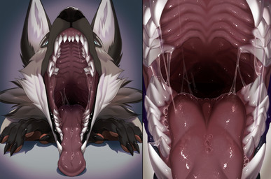 anthro bodily_fluids dripping drooling drooling_tongue mouth_shot open_mouth pink_tongue presenting presenting_mouth saliva saliva_drip saliva_on_tongue saliva_string solo throat tongue tongue_out vore nothehe nematious_(character) canid canine mammal hi_res