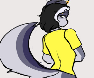anthro big_breasts bouncing_breasts breasts clothed clothing clothing_lift female nipple_piercing nipples piercing shirt shirt_lift solo topwear vrtstx xnayako canid mammal 6:5 animated