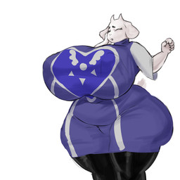 anthro big_breasts breasts clothed clothing delta_rune_(emblem) female fully_clothed fur horn huge_breasts hyper hyper_breasts long_ears robe scut_tail short_tail solo standing symbol tail thick_thighs white_body white_fur wide_hips iljajop undertale_(series) toriel boss_monster_(undertale) bovid caprine goat mammal 1:1 absurd_res hi_res