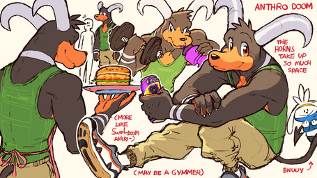 aluminum_can anthro anthrofied athletic athletic_anthro athletic_male big_horn clothing exercise group horn male pokemorph shirt tank_top text topwear trio weightlifting workout dahecksajerry nintendo pokemon canid canine generation_2_pokemon generation_8_pokemon houndoom mammal pokemon_(species) raboot 2023 english_text