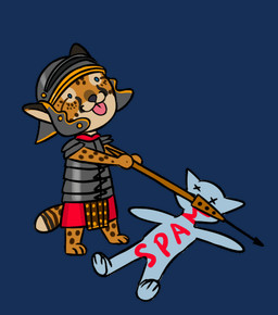 ambiguous_gender anthro armor attack biped blep duo galea holding_object holding_weapon legionary lorica_(armor) lorica_segmentata military pilum roman_empire simple_background soldier solo_focus standing tail tail_motion tailwag tongue tongue_out toony transparent_background warrior weapon x_eyes epilepsy_warning vestina anthro_anon cheetah felid feline mammal alpha_channel animated digital_media_(artwork) female_(lore)