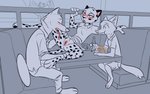 2020 anthro anthro_on_anthro anus barefoot bat being_watched blush bottomwear breasts canid canine canis casual_sex cheetah clitoris clothed clothing coyote cunnilingus daxy_(adaxyn) deke_(ittybittykittytittys) digital_media_(artwork) diner disney eating english_text feet felid feline female food fox furniture genitals group hi_res looking_at_another male male/female mammal megabat no_underwear on_table oral pancake polo_shirt public pussy ragey restaurant sex shirt sitting sketch skirt spot_color spots stephie_(fraydia1) table text text_on_clothing text_on_shirt text_on_topwear theblueberrycarrots tongue tongue_out topwear unprofessional_behavior vaginal waiter wolf zootopia