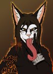 anthro black_body black_fur bodypaint breasts clothed clothing devil_horns_(gesture) face_paint featureless_breasts female fur gesture hand_gesture long_tongue simple_background solo tongue topless v_sign frostwyrm102 april_dawn domestic_cat felid feline felis mammal sketch