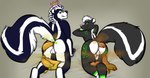 anthro anus balls butt crown duo feces fur genitals hazard_symbol headgear looking_at_viewer looking_back looking_back_at_viewer male multicolored_body multicolored_fur pooping presenting presenting_anus presenting_hindquarters radiation_symbol raised_tail scatplay skunk_tail symbol tail teasing skunkbutts ravick_the_skunk stripedreeko mammal mephitid skunk