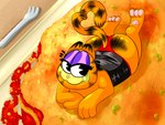 anthro bedroom big_butt butt clothing corset food lasagna lingerie male pasta paws solo topwear underwear sketchy_knight garfield_(series) garfield_the_cat domestic_cat felid feline felis mammal 4:3 cel_shading hi_res shaded