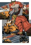 abs anthro bulge_grab duo kissing male male/male mask muscular muscular_anthro muscular_male pecs possession superhero p0sporo lifewonders live_a_hero mythology ryekie_(live_a_hero) winston_(vaanxdragon) demon dragon felid mammal mythological_creature mythological_scalie pantherine scalie tiger comic hi_res