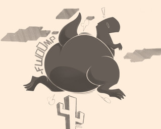 big_butt black_body butt cactus inflation outside plant smokey_blokey dinosaur prehistoric_species reptile scalie 2024 hi_res monochrome