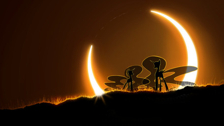 ambiguous_gender day duo eclipse feral grass hair hooves horn moon outside plant silhouette standing sun wings flamevulture17 friendship_is_magic hasbro my_little_pony mythology princess_celestia_(mlp) princess_luna_(mlp) equid equine mammal mythological_creature mythological_equine winged_unicorn 16:9 absurd_res hi_res widescreen sibling_(lore) sister_(lore)