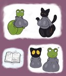 angry anthro big_breasts big_butt black_body book bottomless breasts butt clothed clothing duo female green_body holidays huge_breasts huge_butt partially_clothed robe simple_background text thick_thighs wide_hips obsuniq google google_doodle halloween magic_cat_academy momo_(google) amphibian domestic_cat felid feline felis frog mammal absurd_res digital_media_(artwork) hi_res