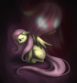 blue_eyes bodily_fluids crying cutie_mark dark feathered_wings feathers female feral floppy_ears fur glowing glowing_eyes hair hair_over_eye long_hair one_eye_obstructed pink_hair quadruped sad shadow solo tail tears wings yellow_body yellow_feathers yellow_fur willow141 friendship_is_magic hasbro my_little_pony mythology fluttershy_(mlp) equid equine mammal mythological_creature mythological_equine pegasus hi_res