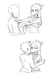 anthro bald beverage_can biped bodily_fluids bone_frill breasts canon_couple choker clothed clothed_anthro clothed_female clothed_human clothed_male clothing crop_top crushed_can duo elbow_feathers eyes_closed female fingers forced forced_kiss frill_(anatomy) hair heart_symbol holding_object human_on_anthro humanoid_hands interspecies jacket jewelry kissing long_hair male male/female markings medium_breasts midriff navel necklace nervous non-mammal_breasts onomatopoeia open_clothing open_jacket open_mouth open_topwear romantic romantic_couple scales scared shirt shirt_grab simple_background smile smirk sound_effects striped_markings stripes sweat sweatdrop teeth text topwear white_background alexnikky cavemanon_studios goodbye_volcano_high snoot_game anon_(snoot_game) fang_(gvh) human mammal prehistoric_species pterodactylus pterosaur reptile scalie absurd_res hi_res shaded sketch